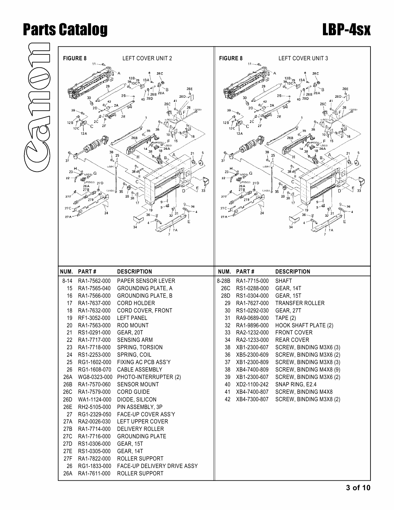 Canon imageCLASS LBP-4sx Parts Catalog Manual-3